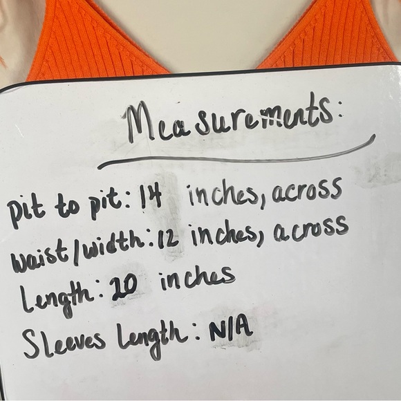 Balboa Sleeveless Knit Ribbed Orange Top with Feather Details at Shoulder - SM - Picture 6 of 6